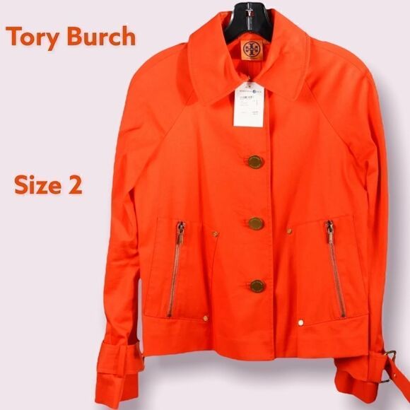 NWT Tory Burch cotton orange jacket 2  B - Picture 1 of 11